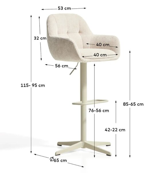 Kave Home Béžová otočná barová židle Dorina 65-85 cm