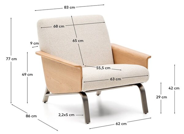 Béžové žinylkové křeslo Amsen – Kave Home