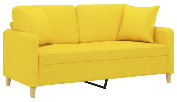 2místná pohovka s polštáři světle žlutá 140 cm textil 3200914
