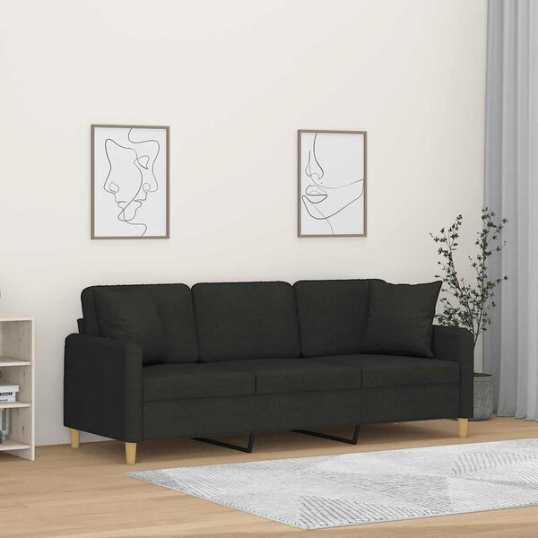 3místná pohovka s polštáři černá 180 cm textil 3200921
