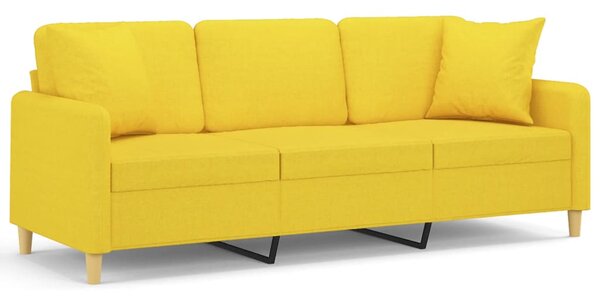 3místná pohovka s polštáři světle žlutá 180 cm textil 3200922