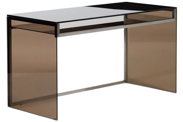 Kave Home Hnědý skleněný pracovní stůl Adile 142 x 62 cm