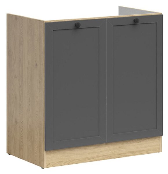 Kuchyňská skříňka Junona Ramka dřezová 80 cm, dub bernstein/grafit