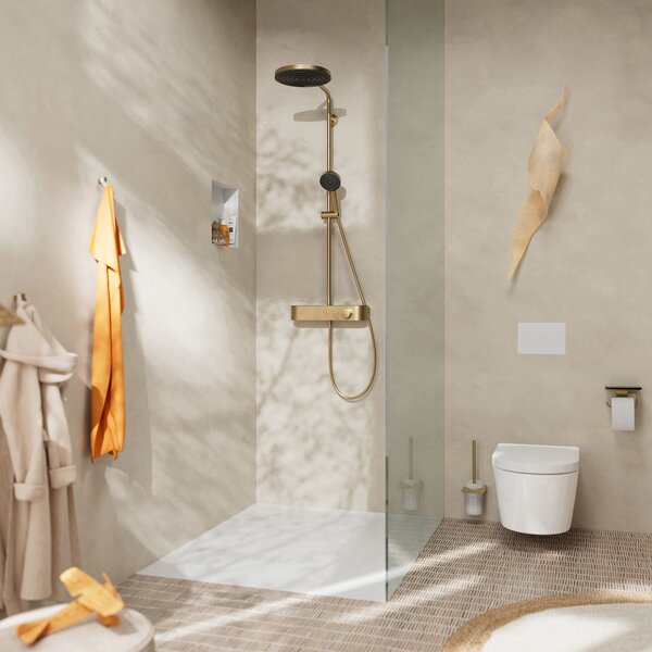 Hansgrohe Pulsify S Showerpipe 260 2jet EcoSmart se ShowerTablet Select 400, kartáčovaný bronz 24241140