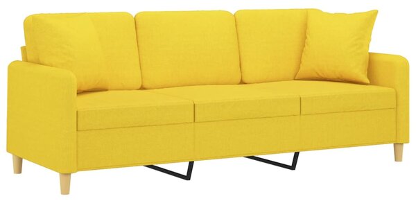 3místná pohovka s polštáři světle žlutá 180 cm textil 3200922
