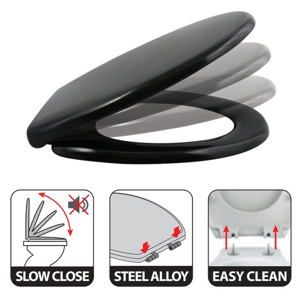 Spirella WC prkénko EASY CLIP, černé, duroplast Thermodur