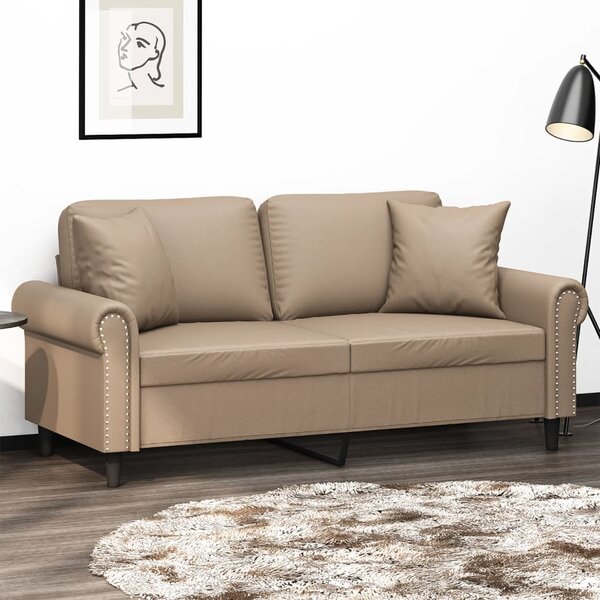 2místná pohovka s polštáři cappuccino 140 cm umělá kůže 3200934