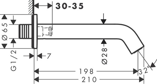 Hansgrohe Tecturis S vanový výtok, chrom 73411000
