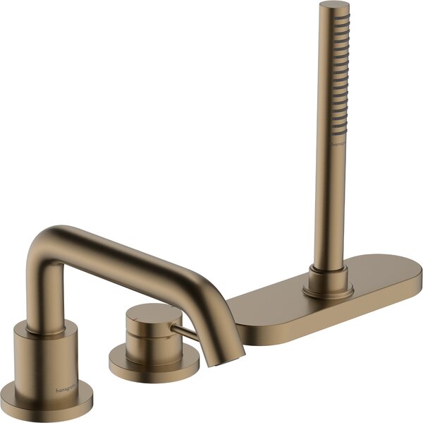 Hansgrohe Tecturis S tříotvorová baterie na okraj vany s jednotkou sBox, kartáčovaný bronz 73447140