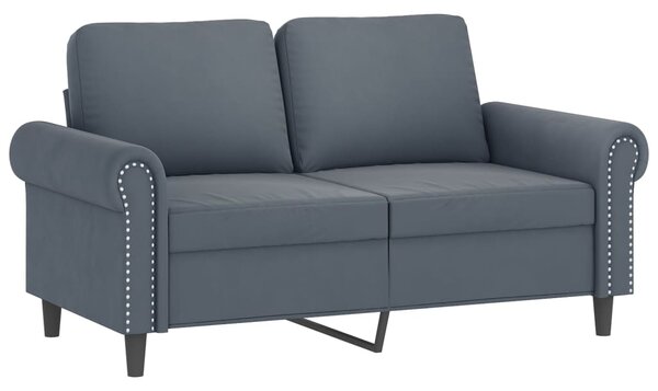 2místná pohovka s polštáři tmavě šedá 120 cm samet 3200936