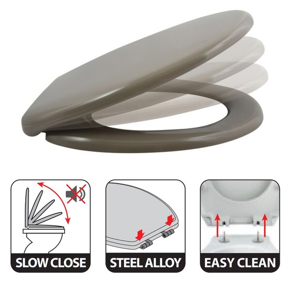 Spirella WC prkénko EASY CLIP, šedo-hnědé, duroplast Thermodur