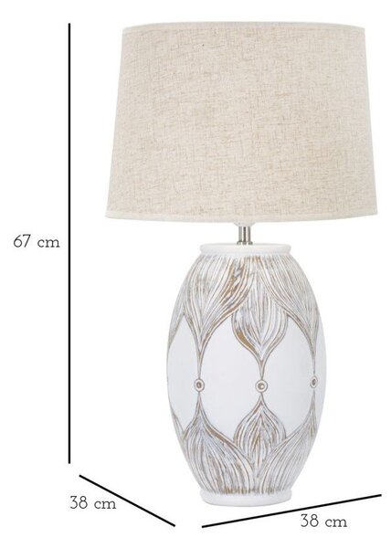 Béžová stolní lampa s textilním stínidlem (výška 67 cm) Atene – Mauro Ferretti