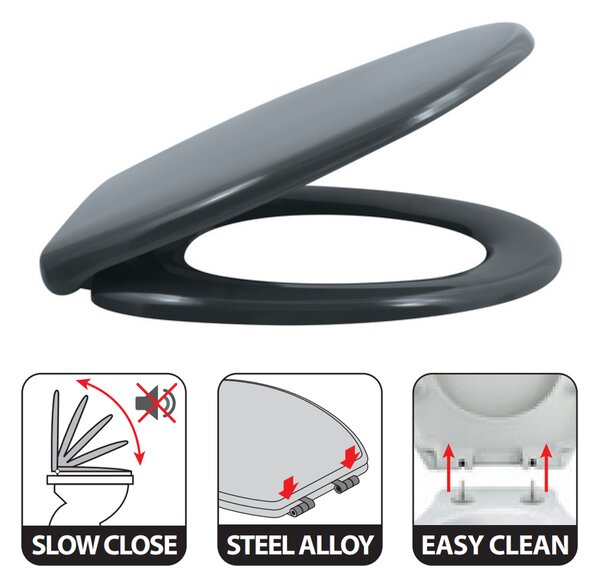 Spirella WC prkénko EASY CLIP, šedé, duroplast Thermodur