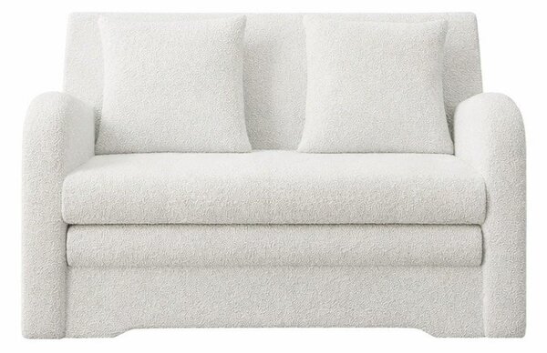 Bílá rozkládací/s úložným prostorem pohovka z textilie bouclé 130 cm Ario – ELTAP