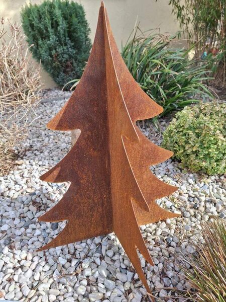 Kovová zahradní dekorace Stromek 3D menší 70 cm corten