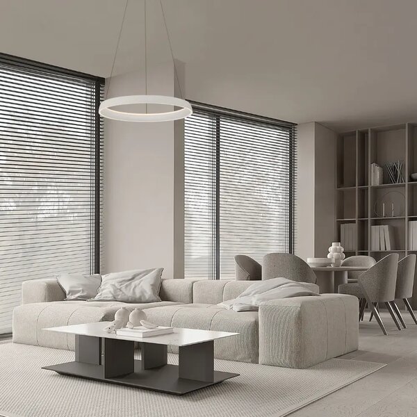 Nova Luce Bílé kovové závěsné LED světlo Ovia 60 cm