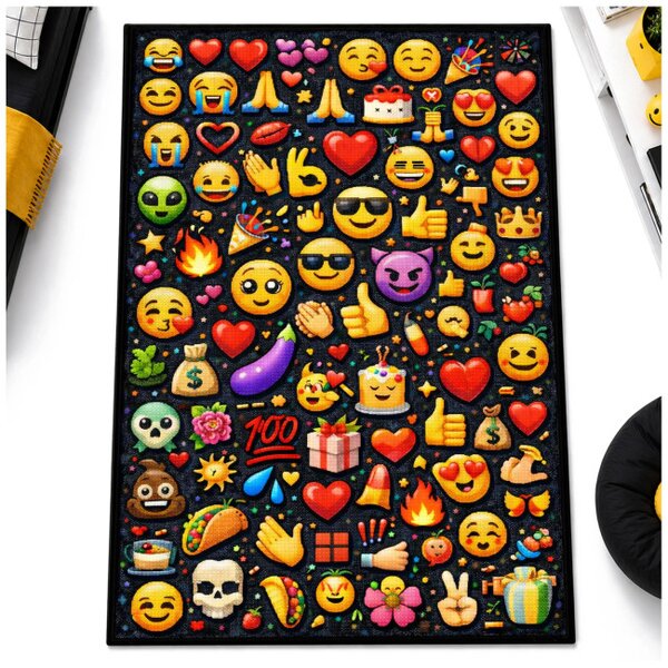 Protiskluzový herní koberec Emoji 3D