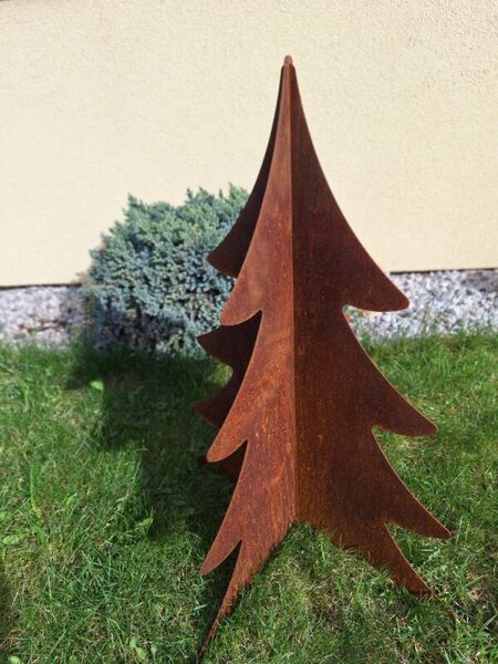 Kovová zahradní dekorace Stromek 3D střední 90 cm corten