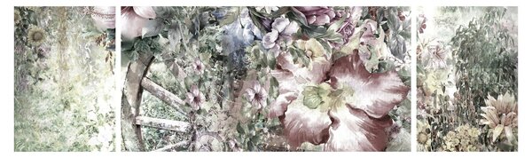 Obraz květin na dřevěném kole (170x50 cm)