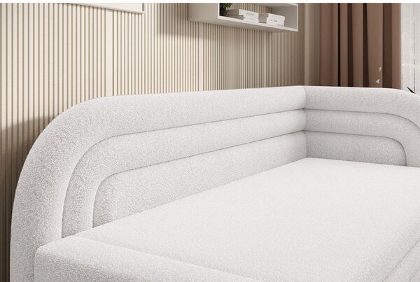 Krémová rozkládací/s úložným prostorem pohovka z textilie bouclé pravý roh 223 cm Fabillo – ELTAP