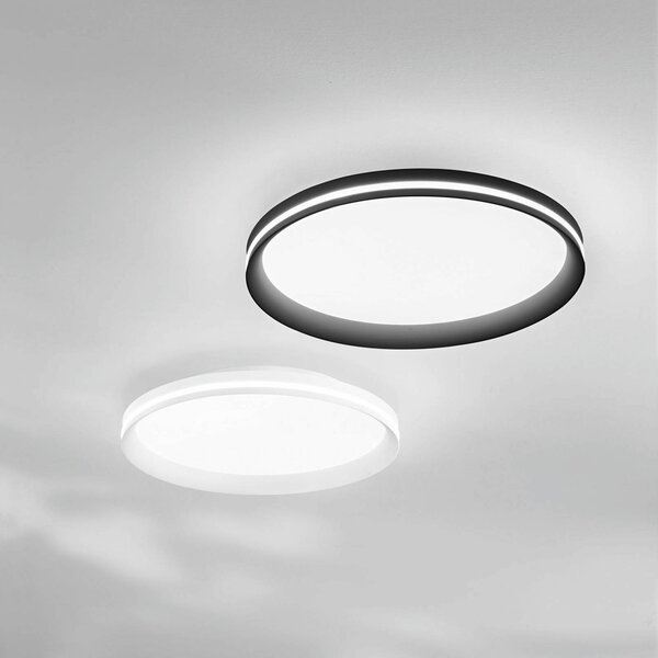 Fabas Luce LED stropní svítidlo Isy, černé, Ø 45 cm, kov, stmívatelné, stmívatelný, Černá, Obývací pokoj / jídelna, kov, Moderní