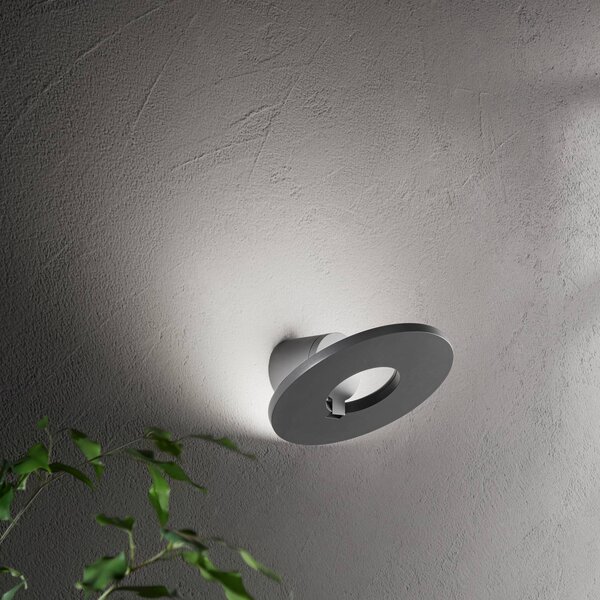 Fabas Luce Venkovní nástěnné svítidlo LED Elite, tmavě šedé, kov, Ø 24 cm, IP54, Černá, Hliník, Moderní