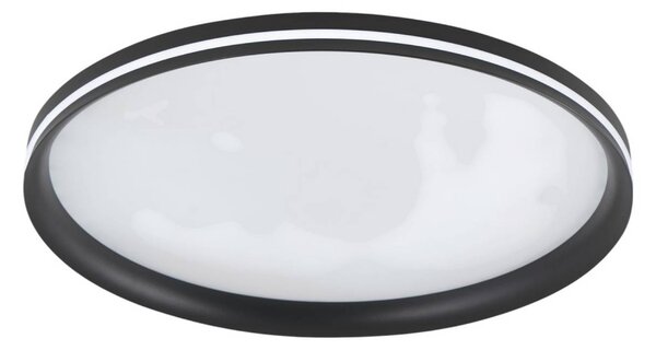 Fabas Luce LED stropní svítidlo Isy, černé, Ø 55 cm, kov, stmívatelné, stmívatelný, Černá, Obývací pokoj / jídelna, kov, Moderní