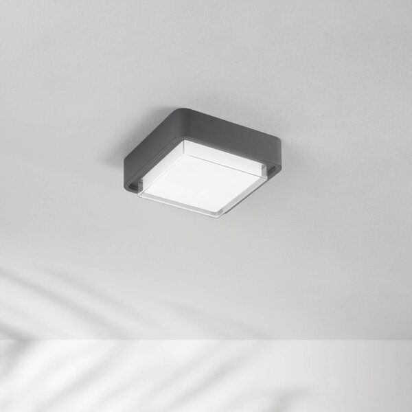 Fabas Luce Venkovní stropní svítidlo LED Diuk, tmavě šedé, kov, IP65, Černá, Hliník, Moderní