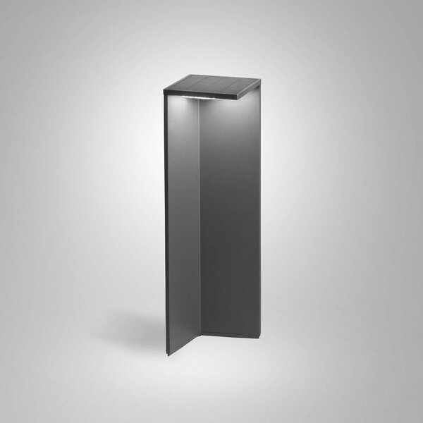 Fabas Luce LED solární svítidlo Fold, tmavě šedé, pohybový senzor, IP54, Černá, Hliník, Moderní