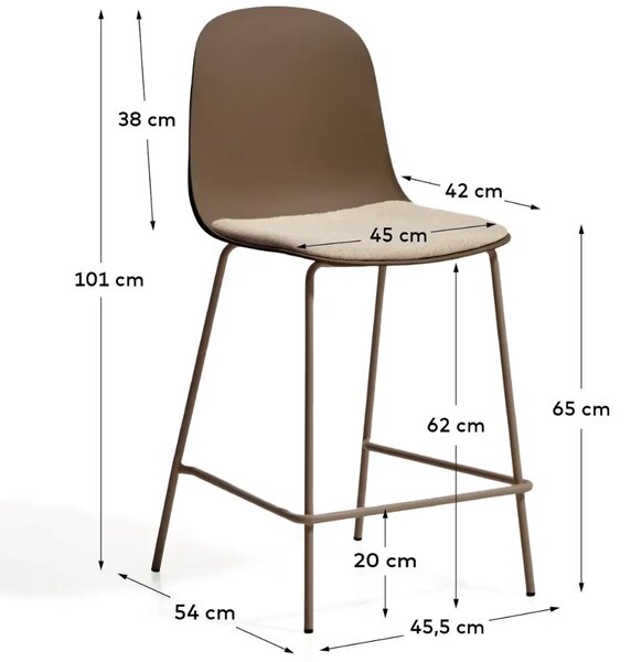 LÉTO -15% Kave Home Hnědá barová židle Debari 65 cm