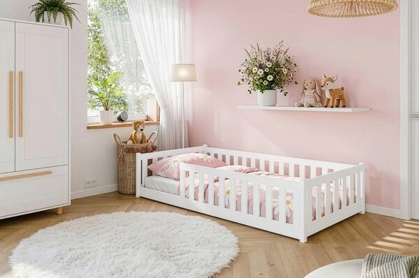 Dětská Montessori postel z masivu borovice BETTY - 160x80 cm - BÍLÁ