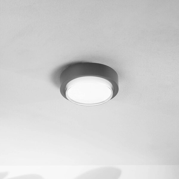 Fabas Luce Venkovní stropní svítidlo LED Owen, tmavě šedé, kov, 23 cm, IP65, Černá, Hliník, Moderní