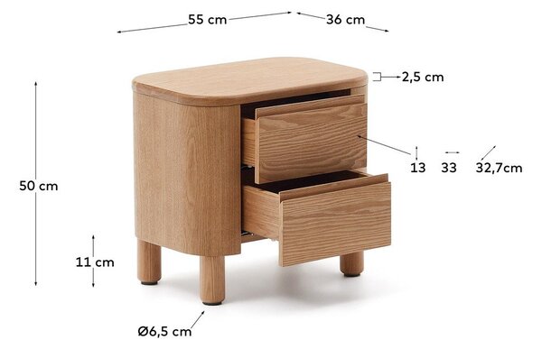 Noční stolek v přírodní barvě Salaya – Kave Home