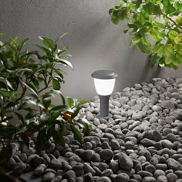 Fabas Luce Základna lampy Thiago, 30 cm, tmavě šedá, kov, E27, IP65, stmívatelný, Černá, Hliník, Moderní