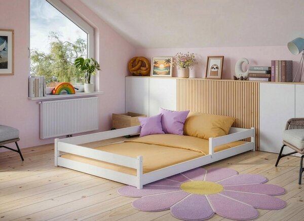 Dětská Montessori postel z masivu borovice ALICE - 200x120 cm - BÍLÁ