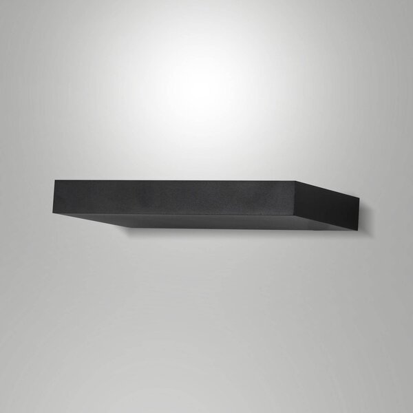 Fabas Luce LED nástěnné světlo Guia, černé, kov, šířka 24 cm, Černá, Obývací pokoj / jídelna, kov, Moderní, Nástěnné svítidlo