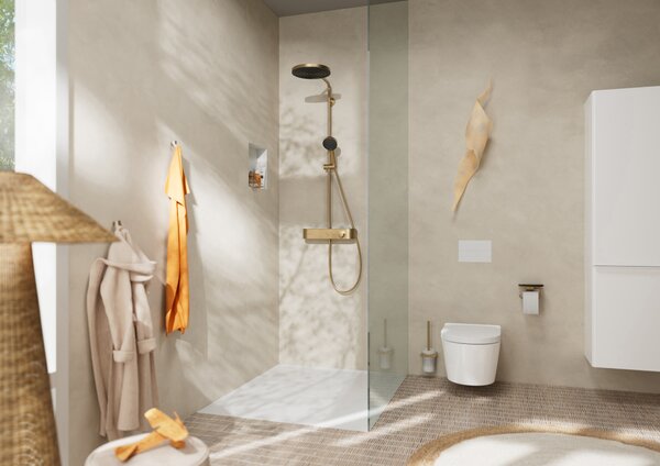 Hansgrohe Pulsify S Showerpipe 260 1jet se ShowerTablet Select 400, kartáčovaný bronz 24220140