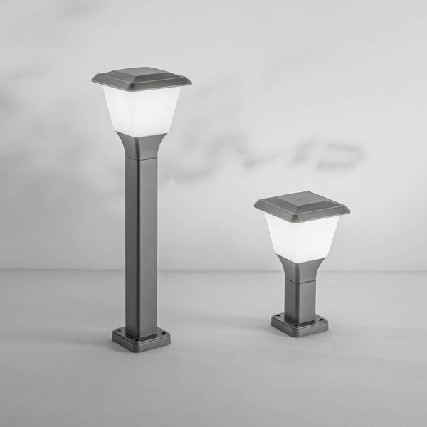 Fabas Luce Základna svítidla Lena, 30 cm, tmavě šedá, kov, E27, IP65, stmívatelný, Černá, Hliník, Moderní