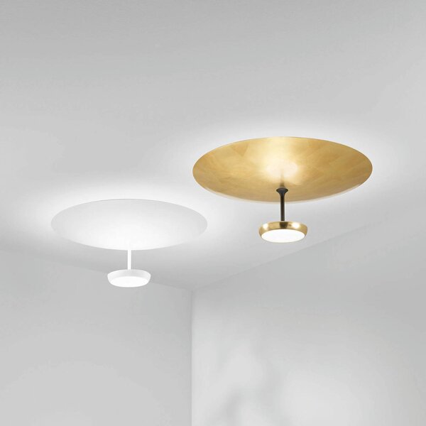 Fabas Luce LED stropní svítidlo Yuko, bílé, kovové, výška 23 cm, stmívatelné, stmívatelný, Bílá / opál, Obývací pokoj / jídelna, kov, Moderní