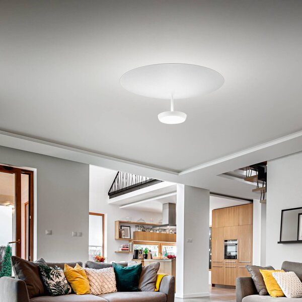 Fabas Luce LED stropní svítidlo Yuko, bílé, kovové, výška 23 cm, stmívatelné, stmívatelný, Bílá / opál, Obývací pokoj / jídelna, kov, Moderní