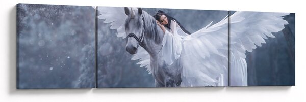 Obraz dívky na jednorožci (170x50 cm)