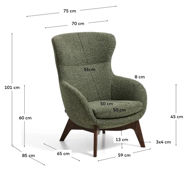 LÉTO -15% Kave Home Zelené čalouněné křeslo Adiran