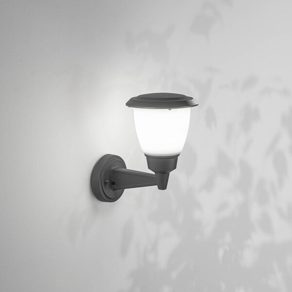 Fabas Luce Venkovní nástěnné svítidlo Thiago, tmavě šedé, kov, 20 cm, E27, IP54, stmívatelný, Černá, Hliník, Moderní