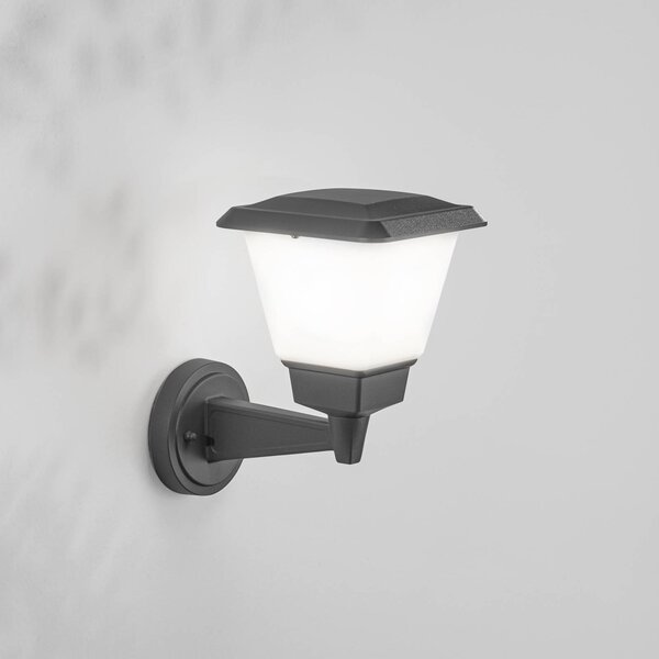 Fabas Luce Venkovní nástěnné svítidlo Lena, tmavě šedé, kov, E27, 27 cm, IP54, stmívatelný, Černá, Hliník, Moderní