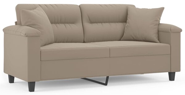 2místná pohovka s polštáři taupe 140 cm tkanina z mikrovlákna 3200971