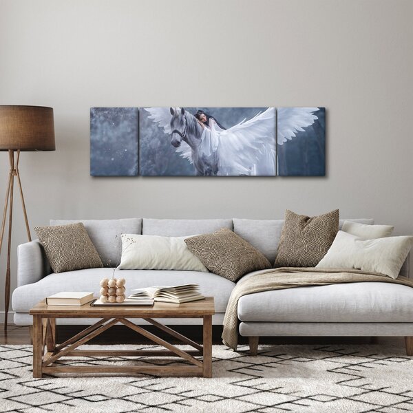 Obraz dívky na jednorožci (170x50 cm)