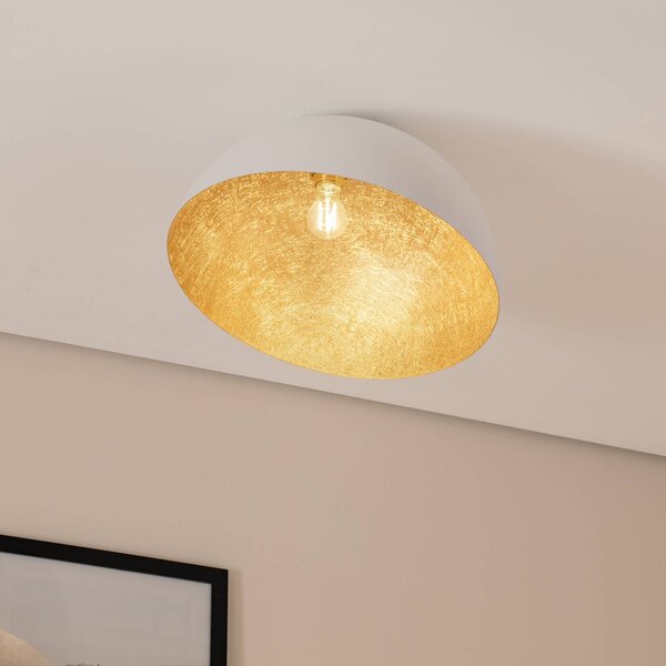 SIGMA Stropní světlo Sfera, Ø 50 cm, bílá/zlatá, stmívatelný, Mosaz / zlato, Obývací pokoj / jídelna, kov, Moderní