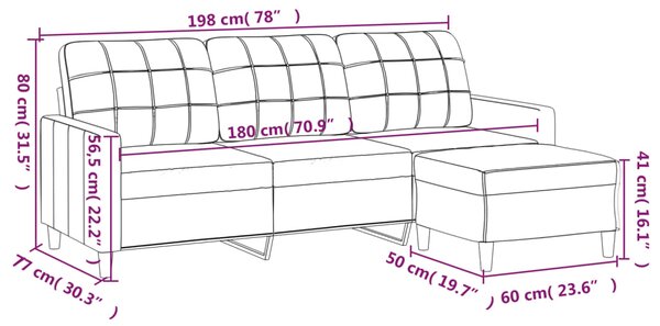 3místná pohovka s podnožkou světle žlutá 180 cm textil 3201006