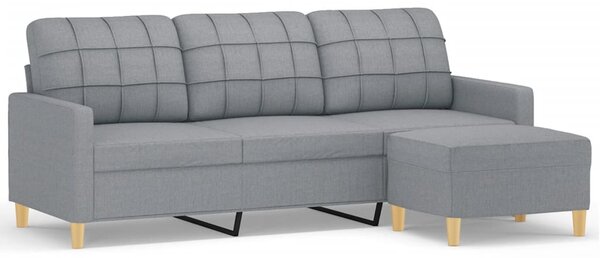 3místná pohovka s podnožkou světle šedá 180 cm textil 3201001
