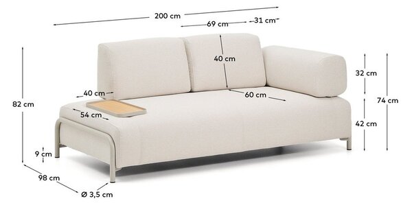 Béžová žinylková modulární pohovka 200 cm Compo – Kave Home